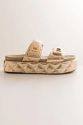 Onya Faux Leather Metallic Sandal in Gold