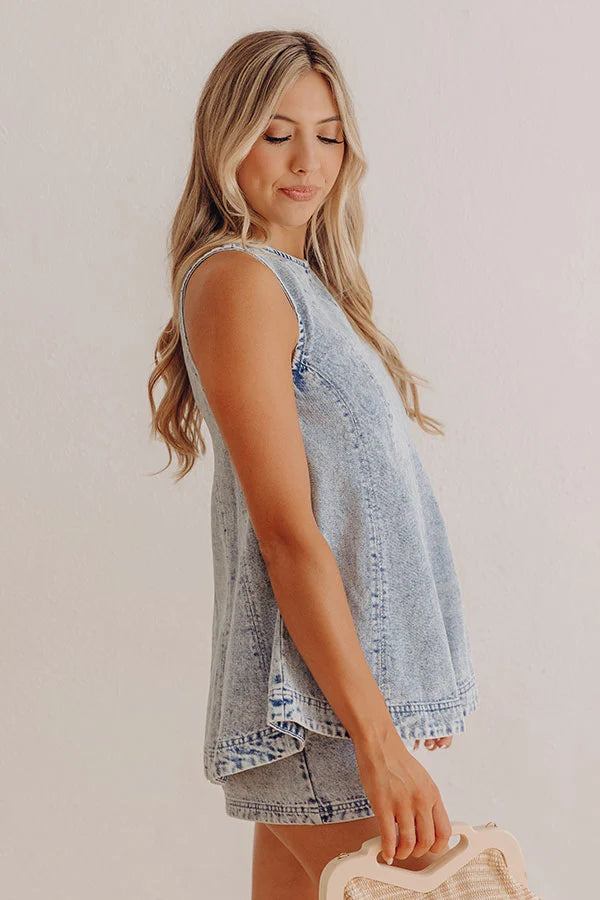 Denim Daydream A-Line Top in Light Wash