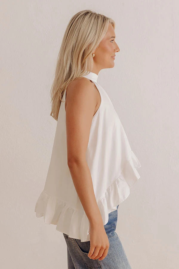 Happy Place Ruffle Top in White