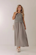Beach House Brunch Mixed Media Maxi Dress