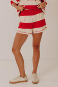 Simple Staple Midrise Stripe Shorts in Red