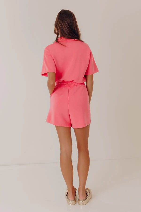 Simply Soft Scuba Romper in Bubblegum Pink